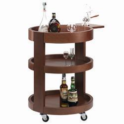 Bar chariot en bois massif d'acajou finition noyer L125 x PR45 x H82 cm