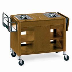 Chariot de flambage, 2 feux gaz, bois noyer